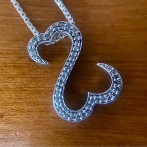 Jane Seymour Sterling Silver Open Heart Diamond Pendant